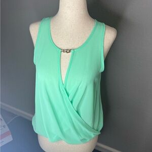 Elegant Mint Green Draped Crop Top